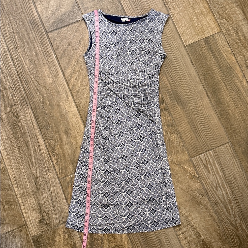 KUT from the Kloth Mollee Blue Geometric Ruched Faux Wrap Sheath Dress Size 4 - Picture 11 of 13